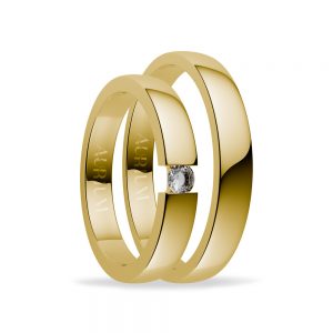 minimalisticke svadobne obrucky zlte zlato s kamienkom AU76312-Y